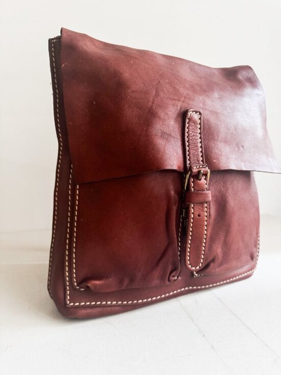 Roots Backpack Brown Leather Satchel Messenger Bag Horween Unisex main image 7
